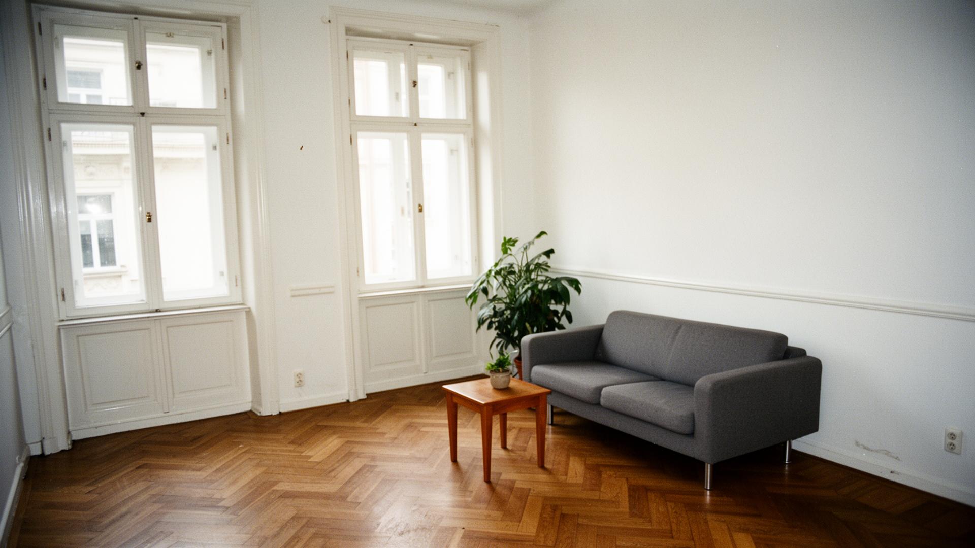 Helle, frisch gereinigte Berliner Wohnung mit großen Fenstern